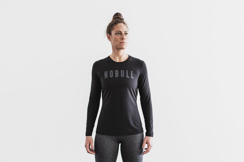 T-Shirts NOBULL Femme Noir - NOBULL Manga Larga,France (6781-GJAHI)